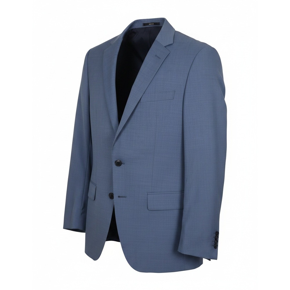 Hugo Boss Mens Blue Micro‎ Pattern Two Button Blazer Suit Jacket 36R Wool Silk